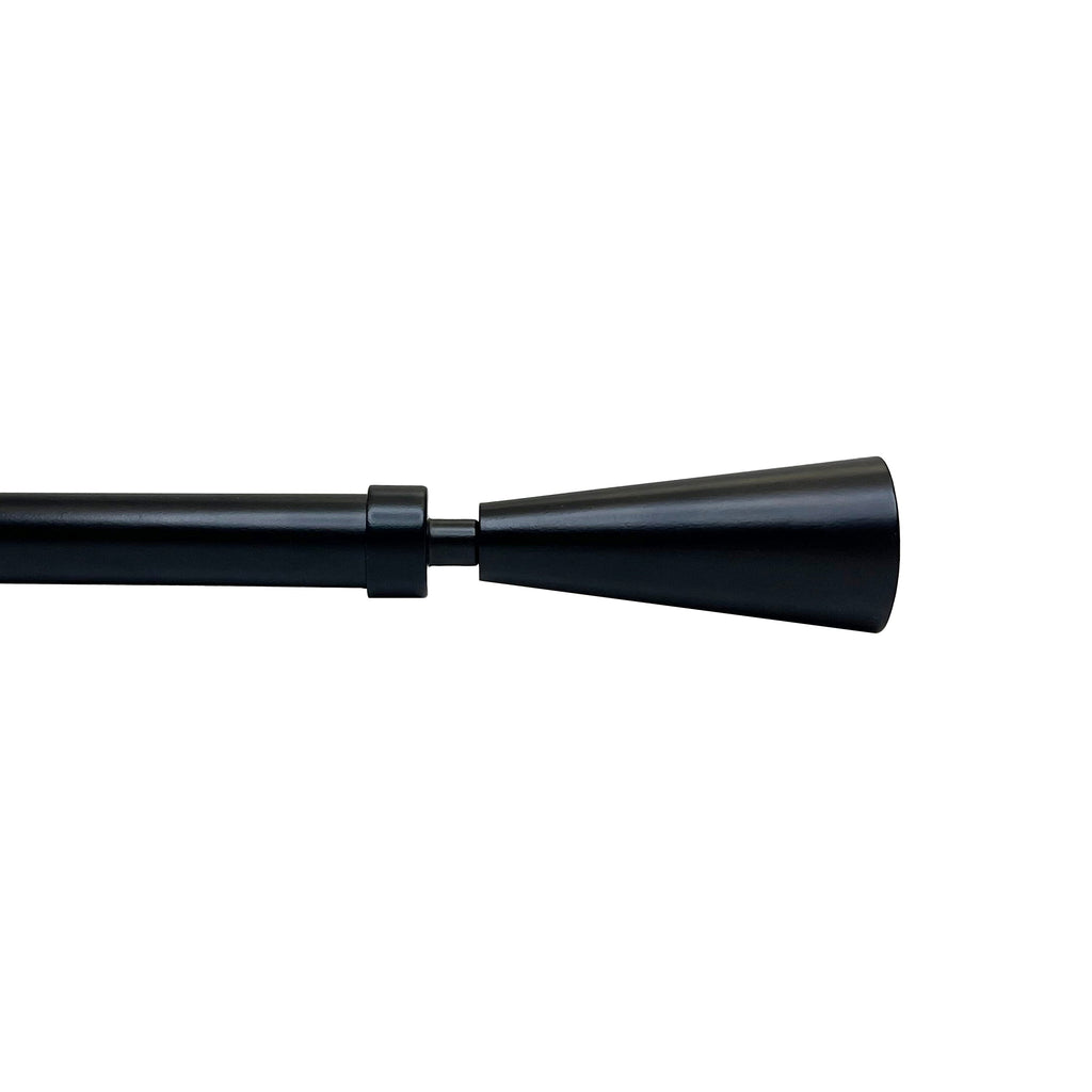 Versailles - Sculpted Cone Finial Curtain Rod Set, Adjustable Length, Black (2 Sizes Available) - - Mounts For Less