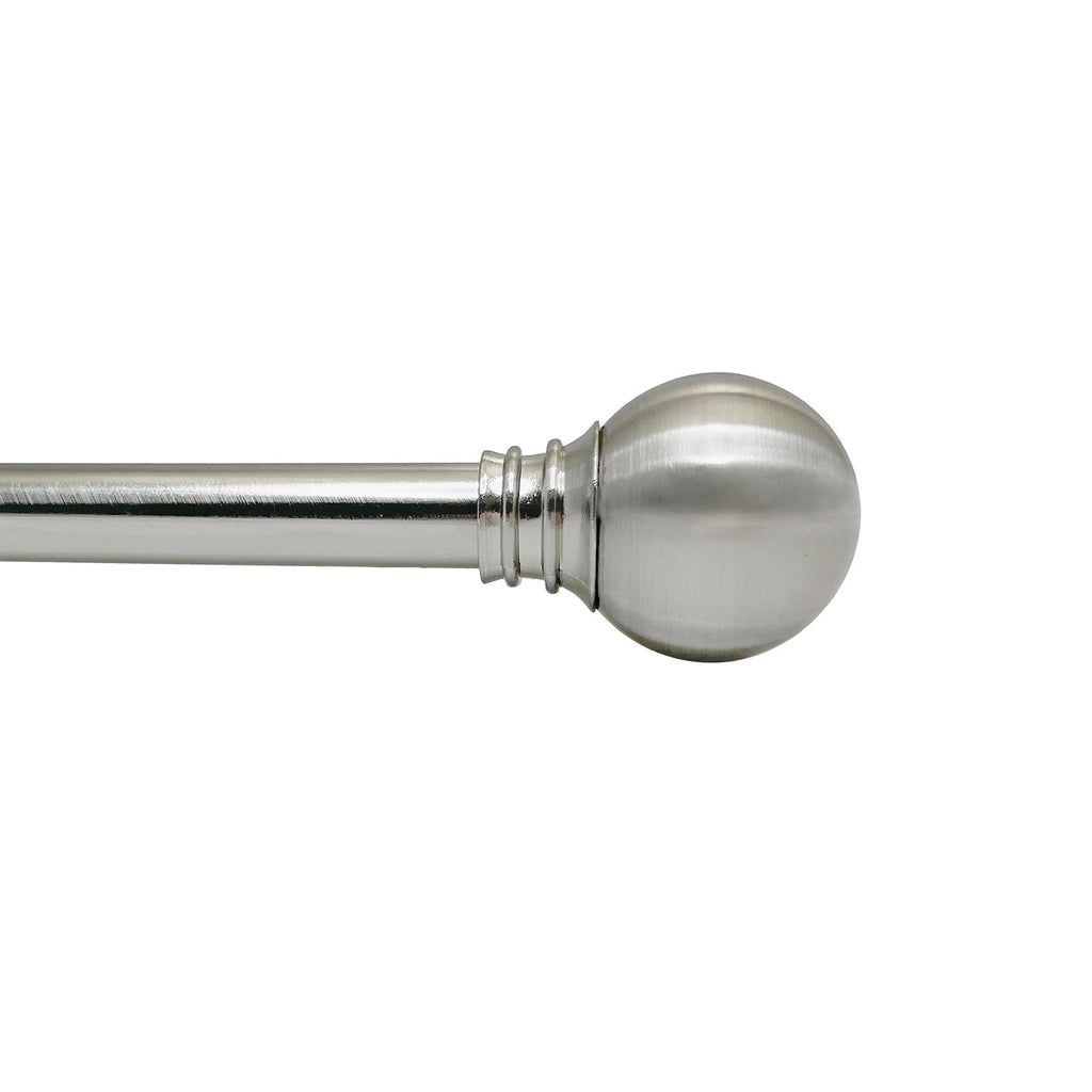 Versailles - Sculpted Globe Finial Curtain Rod Set, Adjustable Length, Silver (2 Sizes Available) - - Mounts For Less