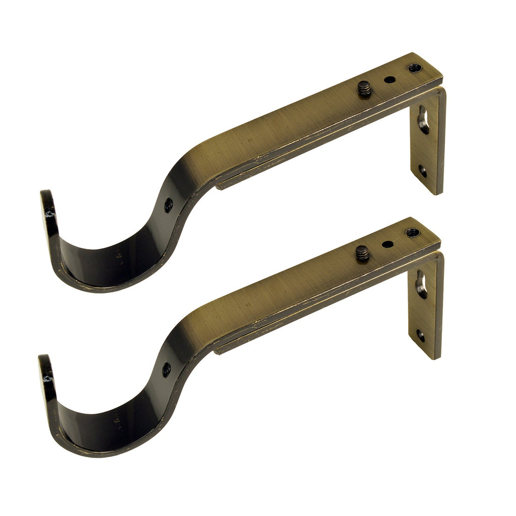 Versailles - Set of 2 Curtain Brackets, Adjustable Projection between 4" to 5.5", Brass - - Mounts For Less