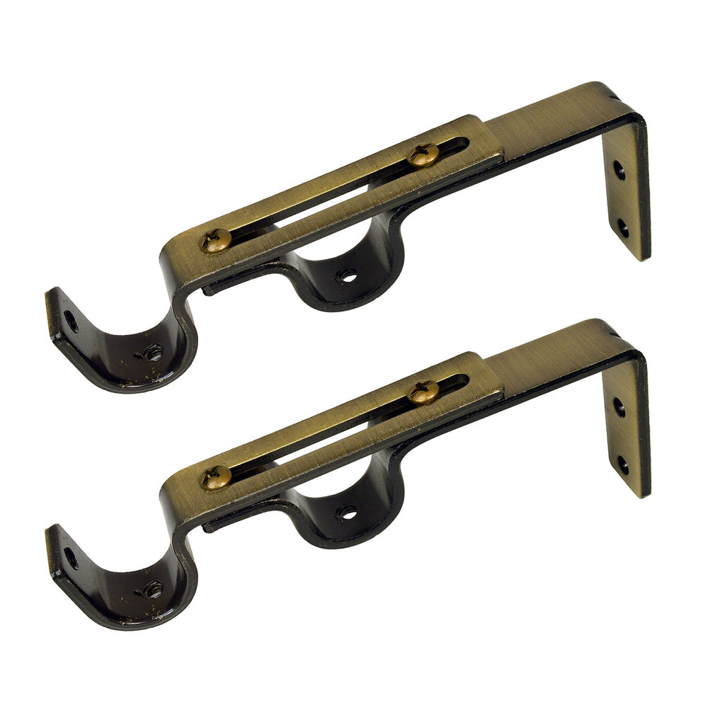 Versailles - Set of 2 Double Wall Brackets for Curtain Rod, Bronze - - Mounts For Less