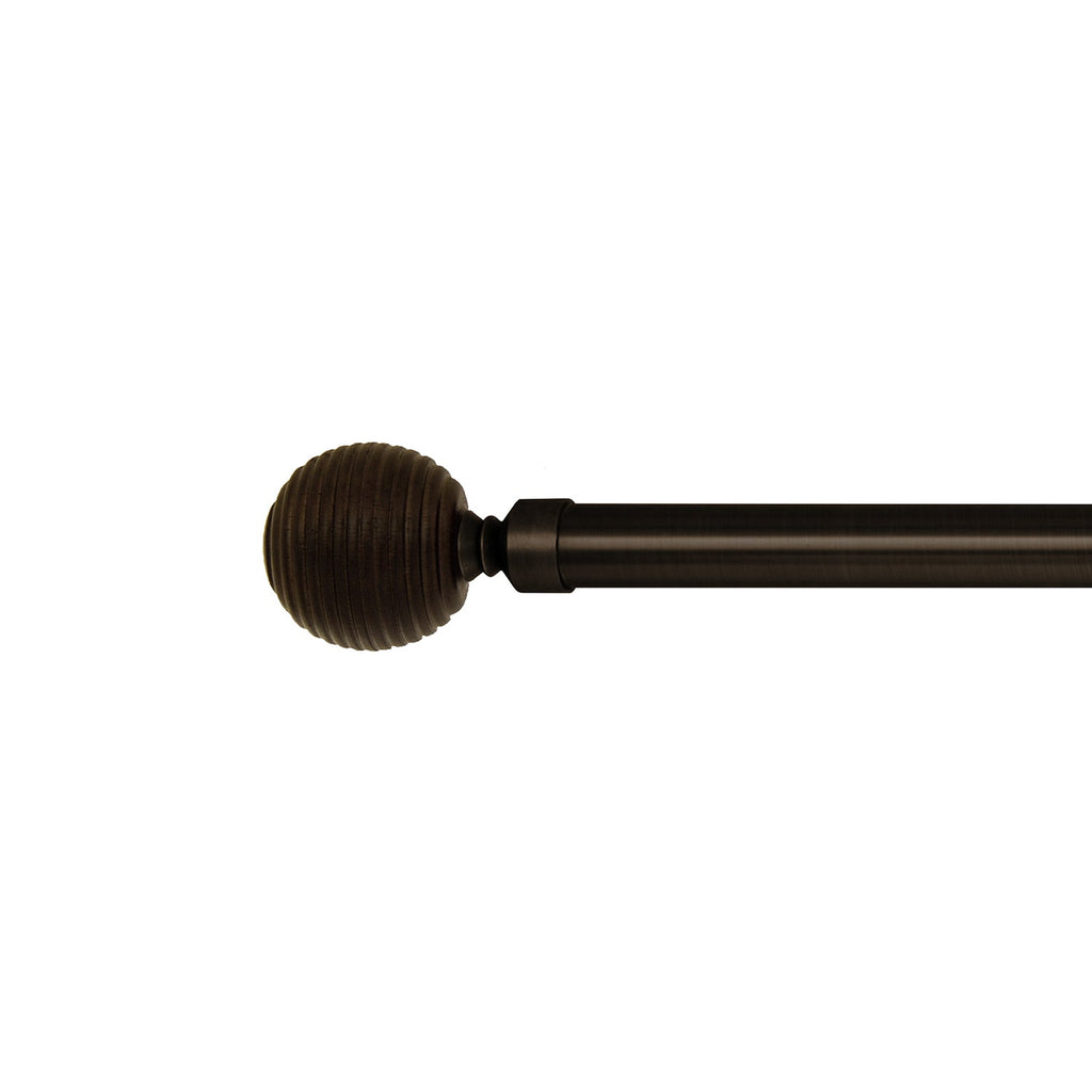 Versailles - Vivendi Ribbed Ball Curtain Rod Set, Adjustable Length, Brown (2 Sizes Available) - - Mounts For Less