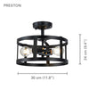 Xtricity - 2-Light Decorative Ceiling Light, 11.8" Width, From the Preston Collection, Black - - Mounts For Less