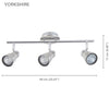 Xtricity - 3 Heads Ceiling Light, 23.22 '' Width, From The Yorkshire Collection, Chrome Nickel - - Mounts For Less