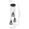 Xtricity - 3-Light Pendant, 9.8'' Width, From the Repley Collection, Black - - Mounts For Less