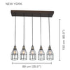 Xtricity - Pendant Light, 35 '' Width, From The New Yorker Collection, Wood - - Mounts For Less