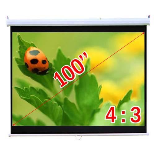 100" 4:3 Manual Projection Screen Soft PVC white - - Mounts For Less