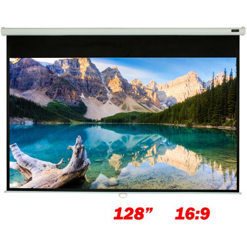 128" 16:9 Manual Projection Screen Soft PVC white - - Mounts For Less