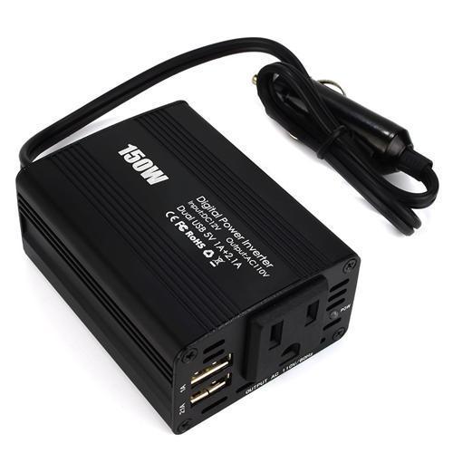 150W Car Power Inverter DC 12V To 110V AC Converter With Dual USB Charger - - Mounts For Less