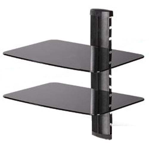 2 shelves Wall Mount for devices in black tempered glass XL DEMO - - Mounts For Less