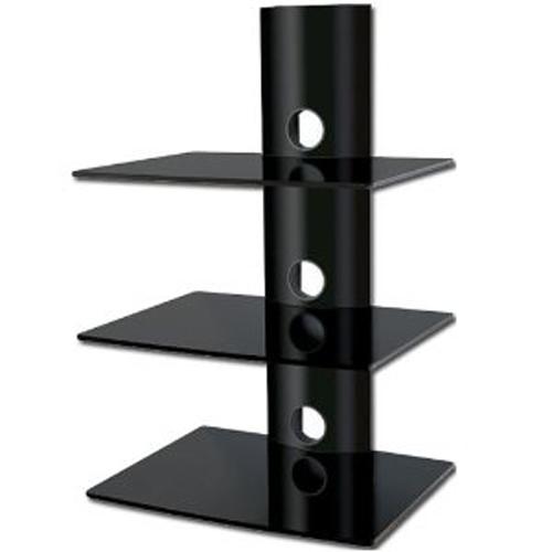 3 shelves Wall Mount in black tempered glass and mount XL DEMO - - Mounts For Less