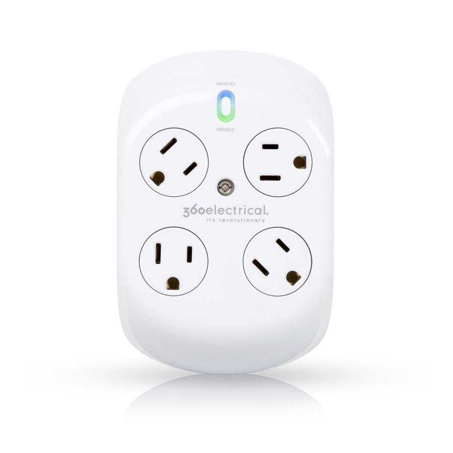 360 Electrical Revolve 4 Rotating Outlet Surge Protector White 36036 - - Mounts For Less
