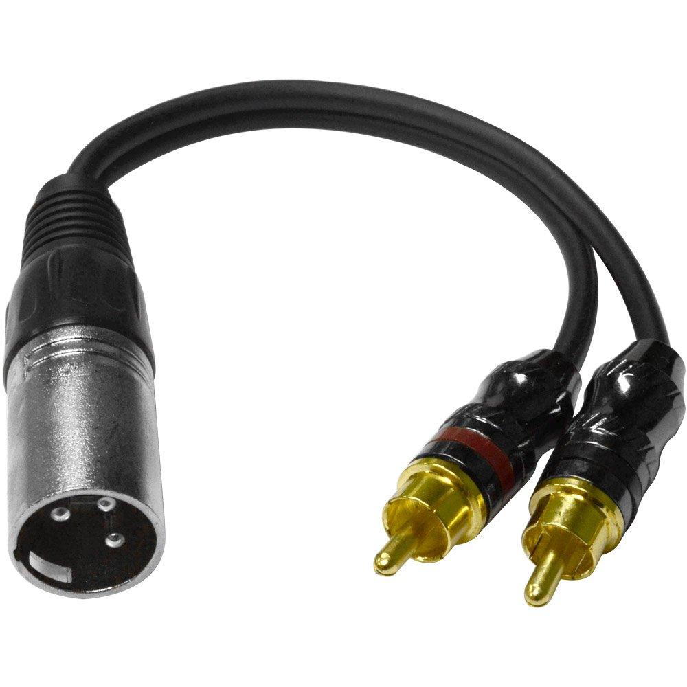 Adapter XLR Male to 2 RCA Male 6 inch - - Mounts For Less