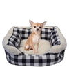 Animooos - Square Plush Pet Bed, Small, Check Pattern - - Mounts For Less