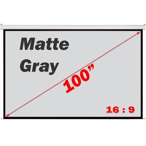 Antra 100" 16:9 Electric Projection Screen Matt Gray With Remote - - Mounts For Less