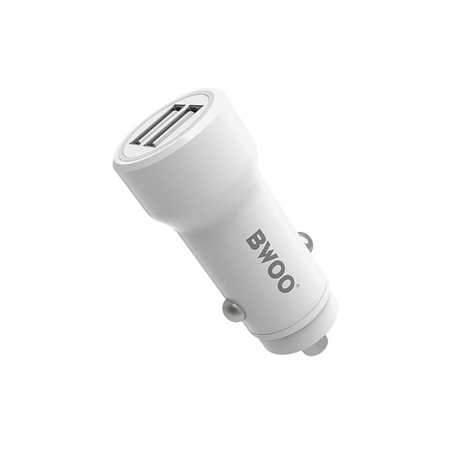 BWOO - Car Charger with 2 USB Ports, 12-24V, 18W + 5V 2.4A Output, White - - Mounts For Less