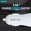 BWOO - Car Charger with 3 USB Ports, DC 12-24V, 5V 3.4A Output, Flame Retardant Shell, White - - Mounts For Less