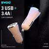BWOO - Car Charger with 3 USB Ports, DC 12-24V, 5V 3.4A Output, Flame Retardant Shell, White - - Mounts For Less