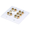 Banana binding post wall plate for 5.1 speakers GoldPlated/white - - Mounts For Less