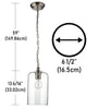 Beldi 21960-H Glass Hanging Lamp Lucan Collection, 6 1/2 '' X 72 3/16 '', For LED Bulb or Incandescent, Silver - - Mounts For Less
