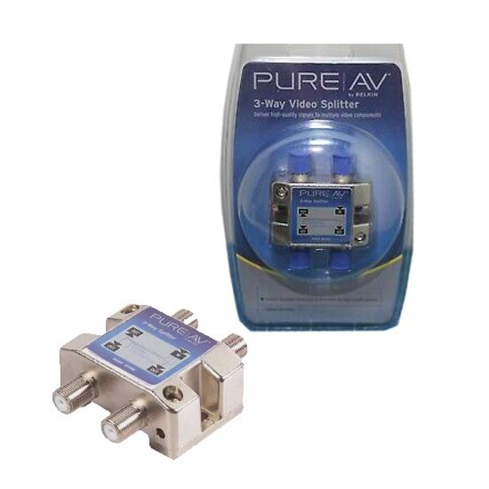 Belkin Pure AV AV2410TT 3 way Coax Cable Splitter F type Screw - - Mounts For Less