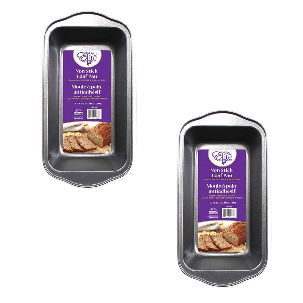 ChefElite - Set of 2 Rectangle Loaf Pans, 9.5"x5", Nonstick, Carbon Steel - - Mounts For Less