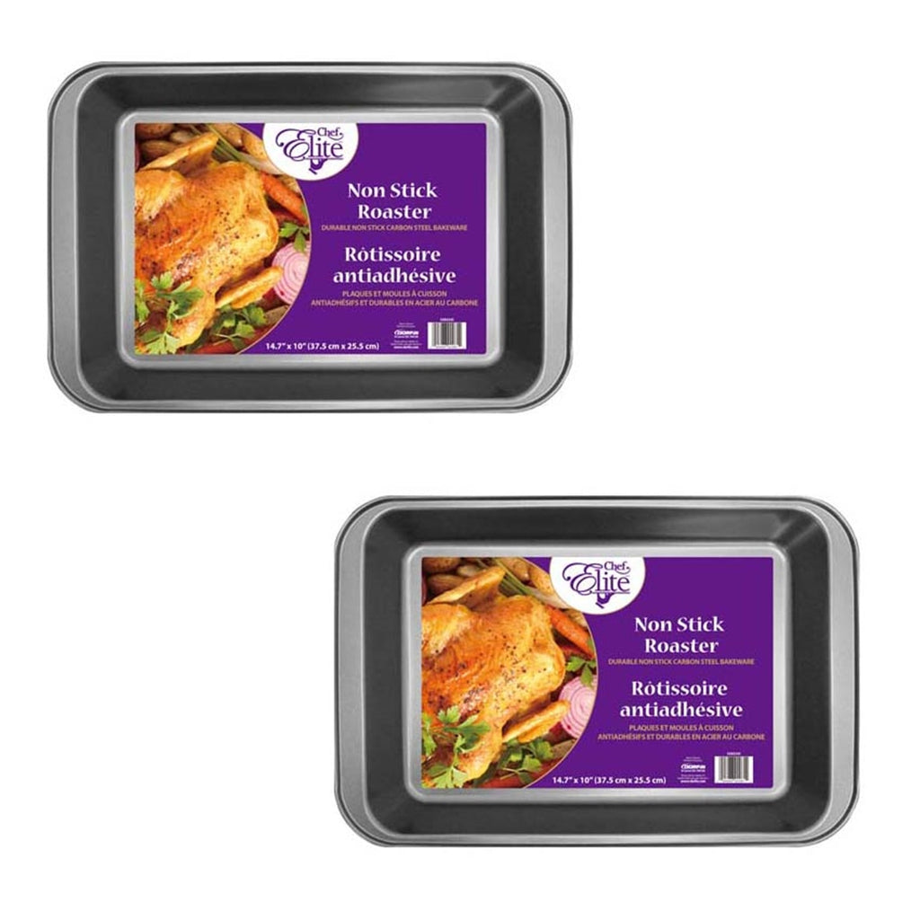 ChefElite - Set of 2 Roaster, 14.7" x 10", Nonstick, Carbon Steel - - Mounts For Less