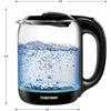 Chefman 1.7L Electric Glass Kettle with Easy Operation Button, 360 ° Swivel Base BPA Free Interior Black - - Mounts For Less