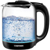 Chefman 1.7L Electric Glass Kettle with Easy Operation Button, 360 ° Swivel Base BPA Free Interior Black - - Mounts For Less
