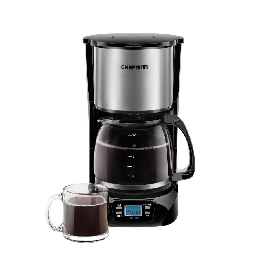 Chefman - Programmable Coffee Maker with 12 Cup Capacity, Stainless Steel - - Mounts For Less