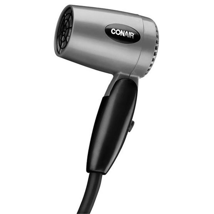 Conair 124AC - Compact Travel Hair Dryer with Foldable Handle, 1600W, Silver - - Mounts For Less