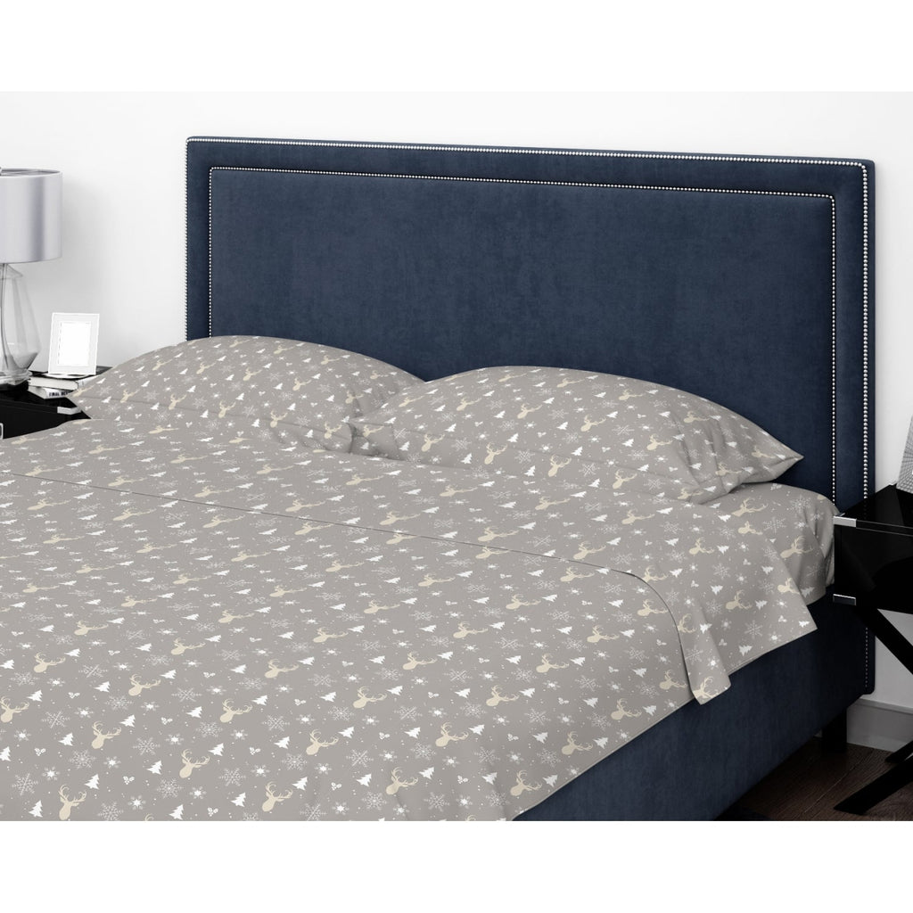 Cotton House - Flannel Sheet Set, 100% Mercerized Cotton, Full Size, Deers Design - - Mounts For Less