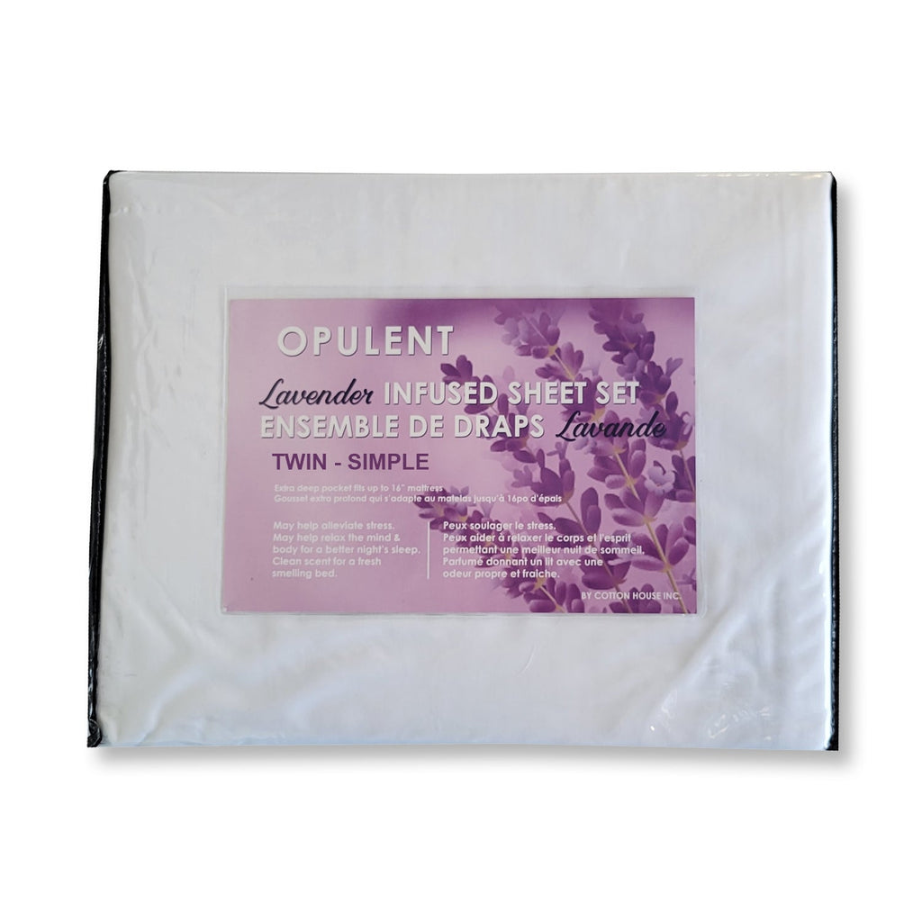 Cotton House - Lavender Infused Sheet Set, Twin Size, White - - Mounts For Less