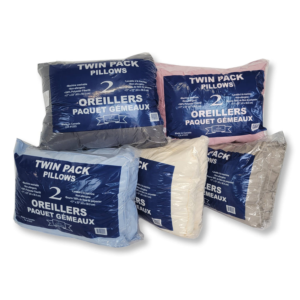 Cotton House - Set of Two Pillows 100% Polyester Fibre, Hypoallergenic, Random Colors, Made in Canada - - Mounts For Less
