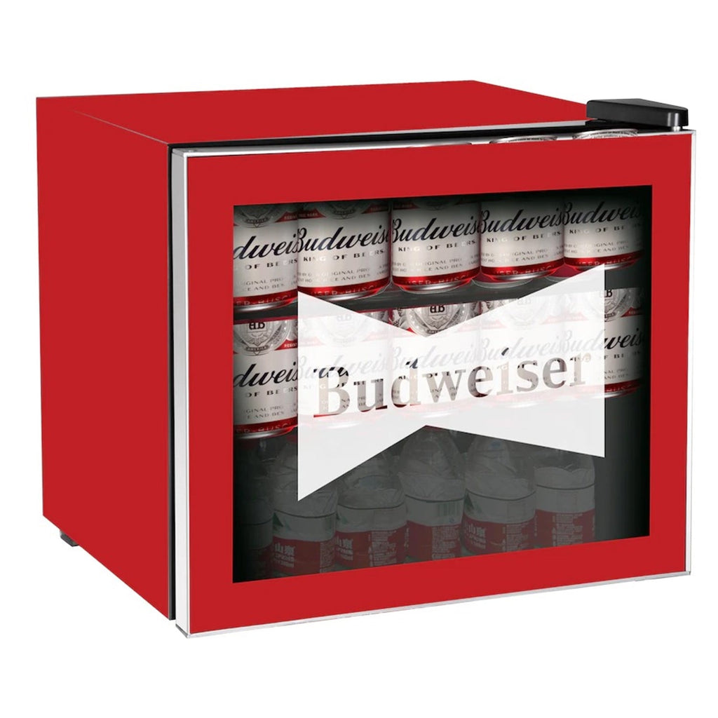 Curtis - Budweiser Beverage Fridge with Glass Door, 1.6 Cubic Foot Capacity, Red - - Mounts For Less