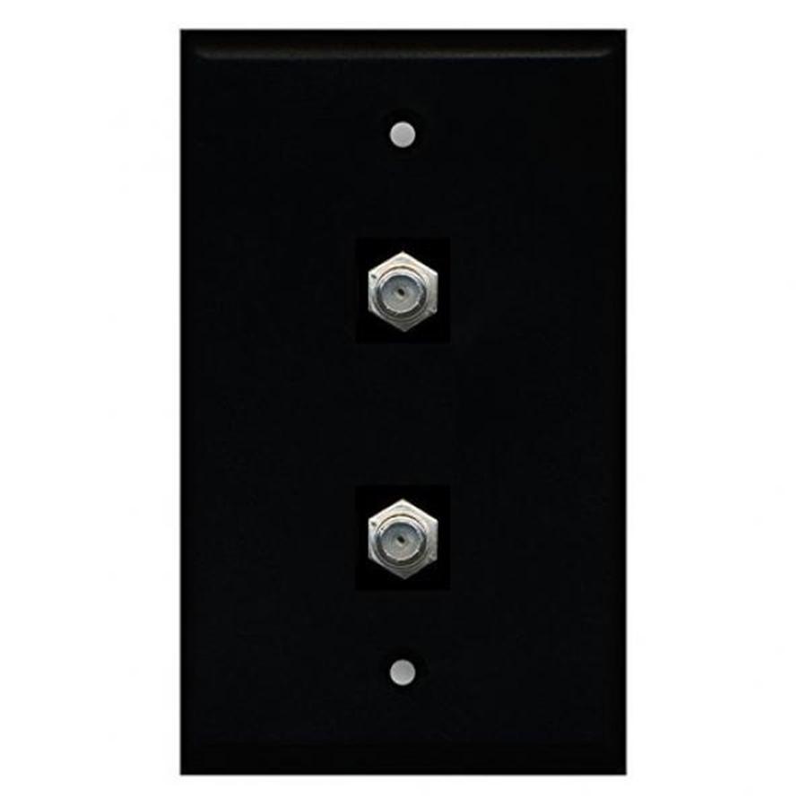 Dual Coaxial F-Type Wallplate Black - - Mounts For Less