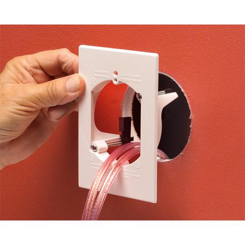 EZ-Mount pass-thru wall plate 3.5" Round - Whit - - Mounts For Less