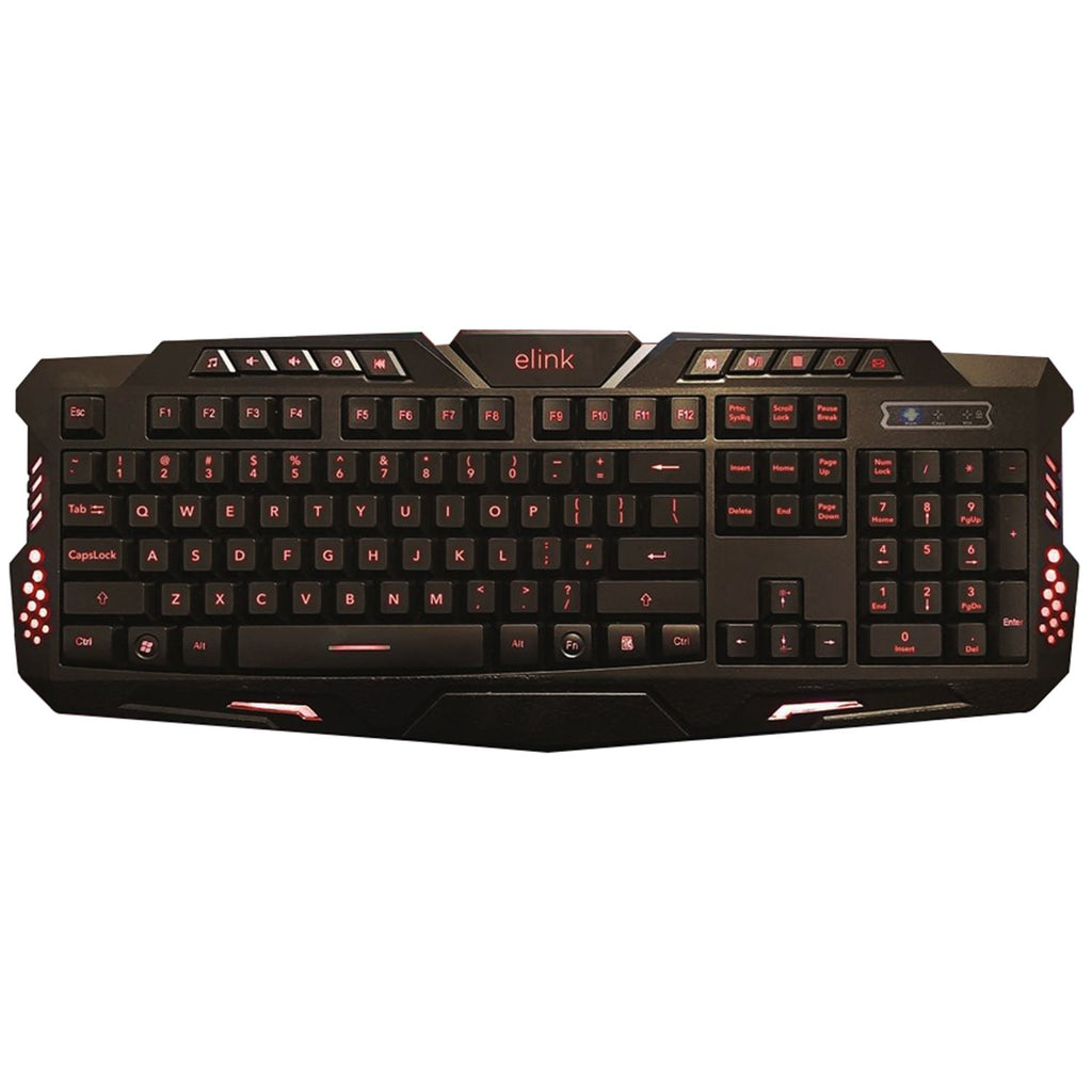 Elink - 104 Key USB Gaming Keyboard, 5 Feet Cable, Blue, Red or Purple Backlight - - Mounts For Less