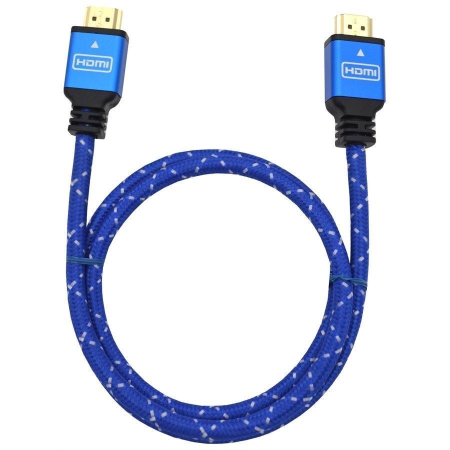 Elink CV-3267 HDMI 2.0 4K 12 Feet Braided Cable With Metal Head Blue - - Mounts For Less
