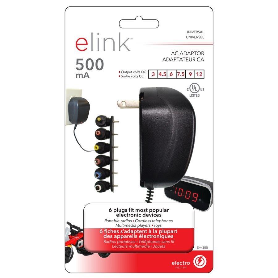 Elink EA-395 - Universal AC Adapter with 6 Plugs, Black - - Mounts For Less