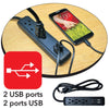 Elink EK-4058 Power Cord with 3 grounded outlets and 2 USB ports Black - - Mounts For Less