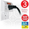 Elink EL-4522 - 3-outlet Wall Power Strip with Automatic Night Light, White - - Mounts For Less