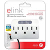 Elink EL-4522 - 3-outlet Wall Power Strip with Automatic Night Light, White - - Mounts For Less
