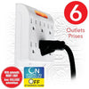 Elink EL-4523 - 6-outlet Wall Power Strip with Automatic Night Light, White - - Mounts For Less