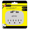 Elink EL434 - 3 Outlet Wall Tap with 2 USB 2.4A Ports, White - - Mounts For Less
