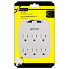 Elink EL441 - 6 Outlet Wall Tap with 2 USB 2.4A Ports, White - - Mounts For Less