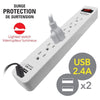 Elink EL458 - 6-Outlet Surge Protector with 2 USB 2.4A Ports, 300 Joules, White - - Mounts For Less