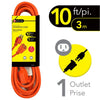 Elink - Indoor/Outdoor Extension Cord, 10 Feet Length, Orange - - Mounts For Less