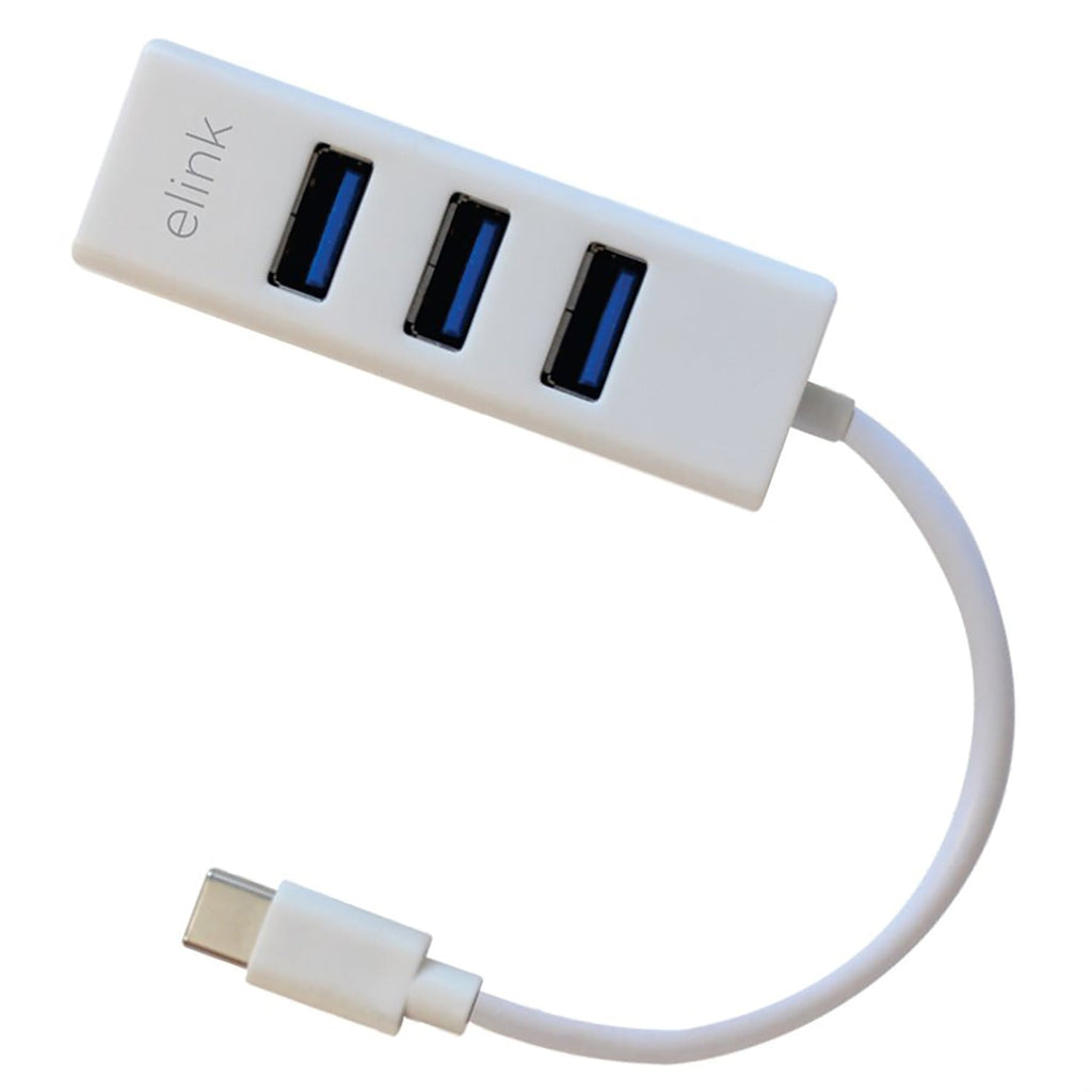 Elink - USB 3.1 Type-C to 4 Port USB-A Adapter, White - - Mounts For Less