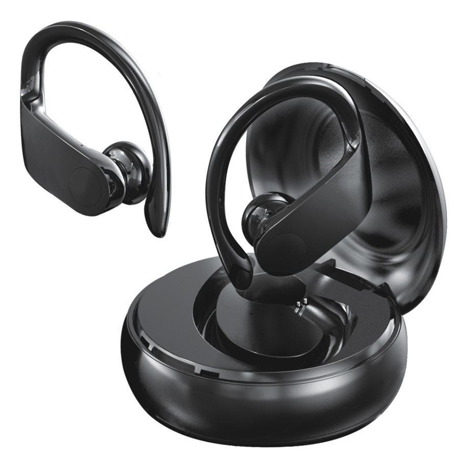 Escape - In-Ear Stereo Headphones, Bluetooth 5.0 with Charging Case and Built-in Microphone, Black - - Mounts For Less