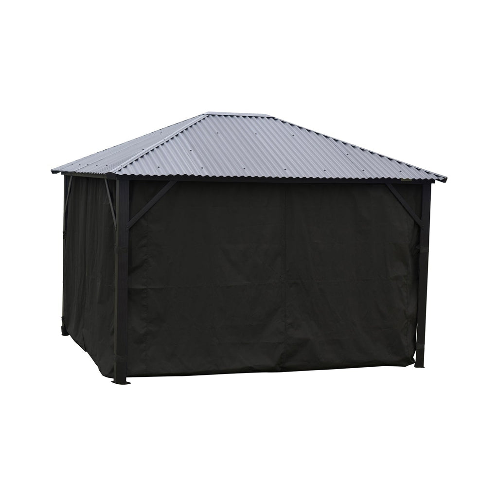 F. Corriveau International - Curtain for Gazebo 10' x 12' , Water resistant, Black - - Mounts For Less